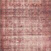 Loren Eggplant / Crimson Rug with intricate vintage floral pattern in rich reds and muted blues, distressed style