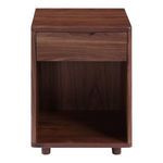 Osamu nightstand in solid walnut with an open display shelf below a soft-close drawer, featuring clean lines and a minimal...