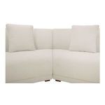 Close-up of the sectional’s corner connection with two loose cushions on each side