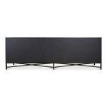 Rear view of Mako Sideboard showing solid black backing and metal cross braced legs
