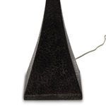 Front view of Tapered Forged Floor Lamp with white shade and textured black base