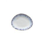 Oval ceramic stoneware plate with Ria Blue gradient rim on white base