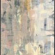 abstract painting blending pastel pinks, grays, and beige with layered brushstrokes creating a soft reflective mood