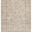 Camille traditional floral rug in gray, brown, taupe, and cream with distressed vintage-style pattern