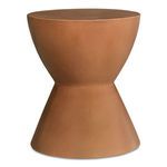 Hourglass Outdoor Stool in warm terracotta with smooth, concrete-like texture and modern hourglass silhouette