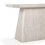 Close-up side angle of Orlando Console Table highlighting wood grain details and beveled top edge