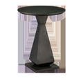 Janil Accent Table with geometric cast aluminum base in graphite finish and round glass inset top