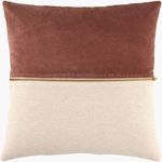 San Marco Chesnut Accent Pillow with two-tone linen and viscose fabric separated by a classic brass zipper