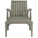Front view of white cushioned chaise with taupe frame, showing fully upright backrest