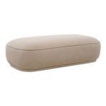 Marion Ottoman angled view showing rounded edges and smooth fabric texture