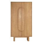 Front view of cabinet showing round block legs instead of a recessed base