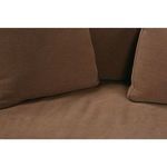 Close-up of seat and side cushions meeting, displaying lining and texture of slipcover linen