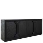 Aero Sideboard in black oak veneer with bold geometric carved panels and a modern rectangular shape