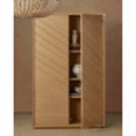 Wychwood Chandelier hanging with white lamps and creamy vases on wooden cabinet in tan setting