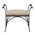 Back view showcasing same stitching on woven upholstered top and arched stretcher design