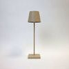 Vera Sand Poldina Mini Table Lamp with slim metal stem and square base in matte sand color