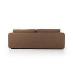Back view reveals full rear upholstery and plush cushion tops of the sofa