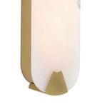 Close-up bottom view highlighting brass accent bracket on Houston Linear Sconce alabaster panel