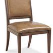 Archives Leather Chair with dark blond semi-aniline leather upholstery and walnut finish frame, straight legs and padded seat
