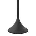 Flared black wrought iron base of Fiorella floor lamp with textured finish