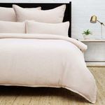 Soft beige Waverly duvet set with wavy pebbled texture, shell button closure, and flange detailing