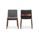 Back view of Deco Dining Chairs showing wooden crossbar on upholstered backrest.