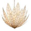 Laminar Chandelier viewed from slightly below, emphasizing inward curling and gold-finished metal base