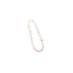 Kenya Cow Bone Drum Beads necklace viewed straight on with a minimal shadow on white background