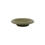 Bosque Stoneware appetizer plate in muted olive green with speckled matte finish and shallow round shape