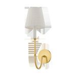 Amina Wall Sconce isolated on white background with visible arched arm and fabric shade
