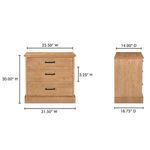 Front and side product dimensions overlay showing height, width, and depth of Tade nightstand