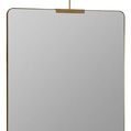 Faith Square Wall Mirror side view showing slim gold frame and rounded corners with metal wall mount above