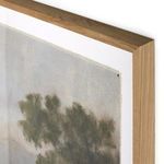 Close-up on upper portion of canvas showing loose brushstrokes and raw frayed edges