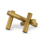 Dion Sculpture composed of four intersecting golden metal cylinders with smooth matte finish