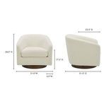 Front and side dimensions diagram of Oscy swivel chair with height, width, depth measurements