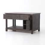 Drawer and cabinet doors on Ian Kitchen Island opened to reveal storage space