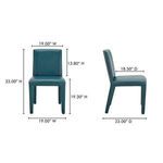 Monte Dining Chair front and side views with dimensions overlaid for height, width, and depth