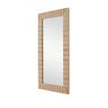 Slightly angled side perspective emphasizing slim profile and layered travertine construction