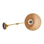 Underneath view showing rattan shade’s interior and bulb socket