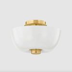 Straight front view of flush mount with smooth frosted cloud glass shade