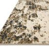Close-up angle showing low-profile pile and edge binding of Spirit Pewter Olive rug
