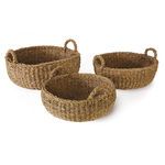 Product Image 1 for Seagrass Shallow Baskets With Handles, Set Of 3 from Napa Home And Garden