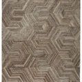 Handmade geometric rug with a hexagonal pattern in brown and light gray tones, micro-tufted wool and viscose blend