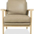 Front-facing view focusing on smooth leather cushions and straight armrests of Ashland Chair