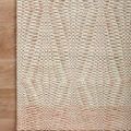 Close-up of the rug corner revealing detailed hand-woven craftsmanship and subtle color shifts on wood floor