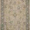 Briar Porcelain Coast Rug with traditional floral motifs, vintage-style texture, and muted blue-green border