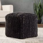 Product Image 2 for Sherwood Solid Black/ Ivory Cube Pouf from Jaipur 