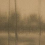 Zoomed-in texture detail of blurred black landscape and canvas weave on Reflection II painting