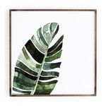 Another front view of Botanicals By Jess Engle painting showing leaf design and brown wooden frame