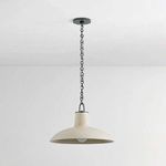 Pottersville Pendant with matte cream ceramic conical shade and dark metal chain